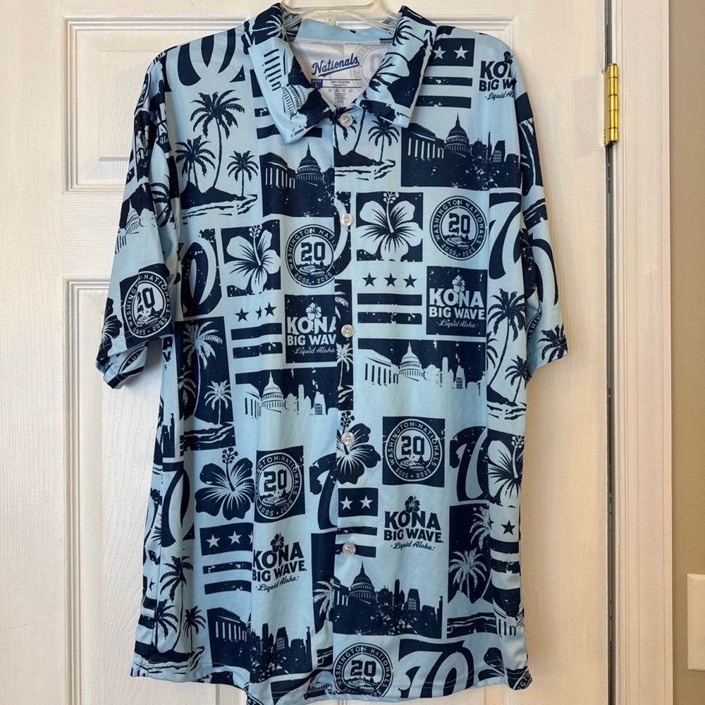 Washington Nationals Shirt Mens Large Blue MLB Baseball Hawaiian Kona Big Wave